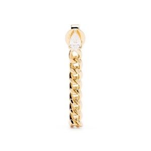 Solid 14k Yellow Gold Pear CZ Diamond Cuban Link Loop Chain Stud Earring